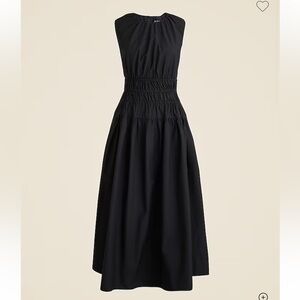 NWT! J.Crew Black Hyacinth midi dress in cotton poplin. Women’s petite medium